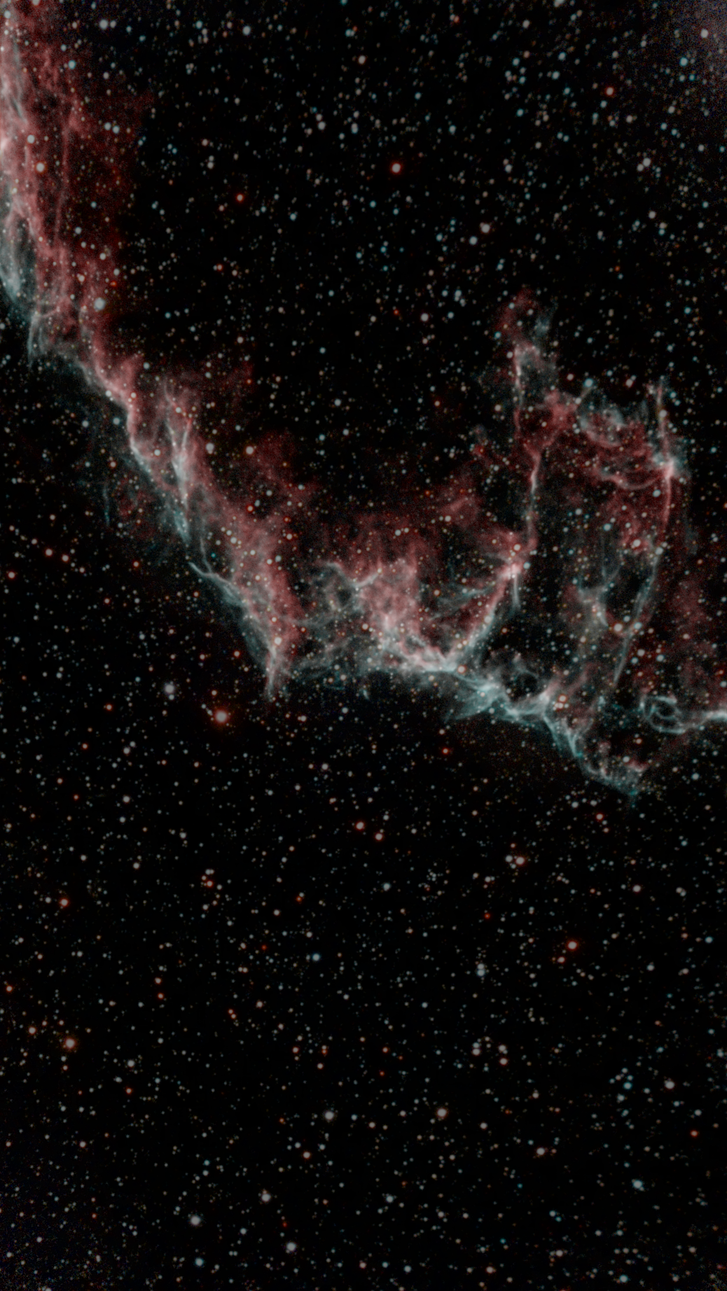 Bat Nebula (Eastern Veil) astrophotography — deep space nebula in magenta and cyan